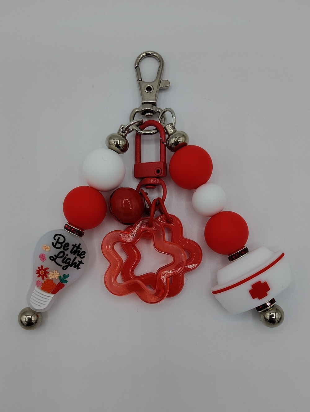 Handcrafted Red & White Medical Themed Keychain/Bag Charm